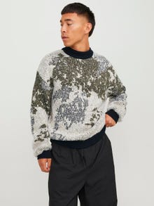 Jack & Jones Enfärgat Crewneck Stickad tröja -Moonbeam - 12246483