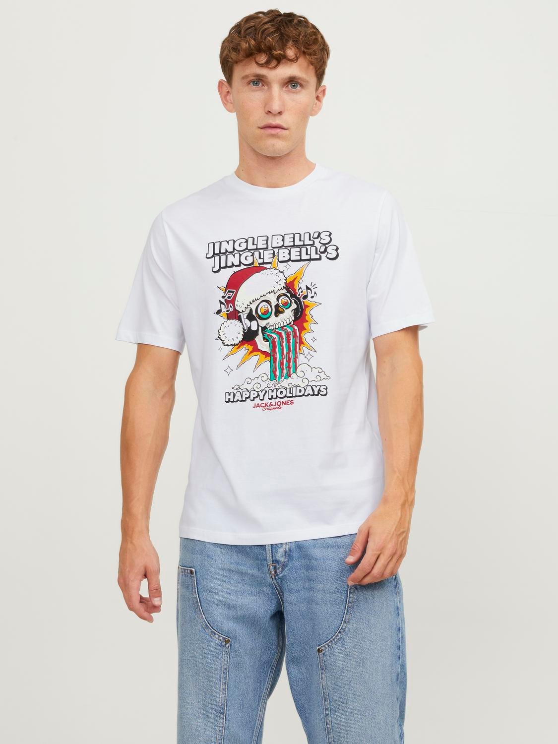 Jack & Jones X-mas Rundringning T-shirt -Bright White - 12246599