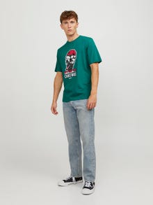Jack & Jones T-shirt X-mas Col rond -Alpine Green - 12246599