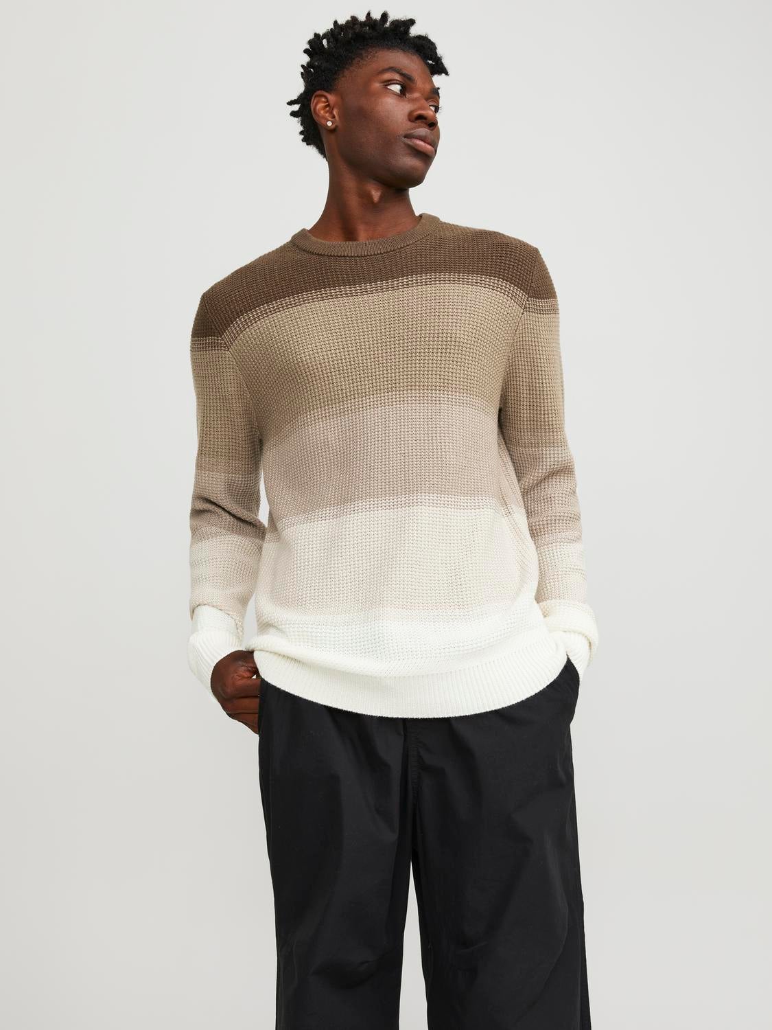 Striped crew neck hot sale sweater mens