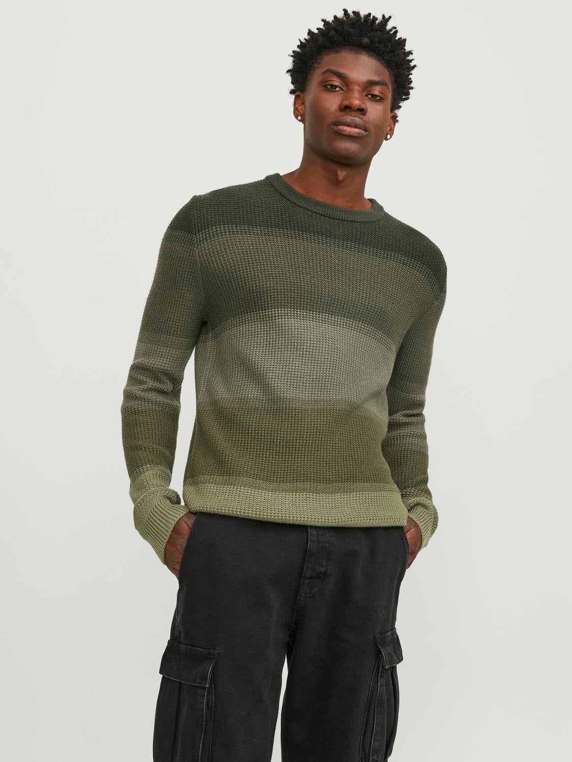 Striped crew hotsell neck sweater mens