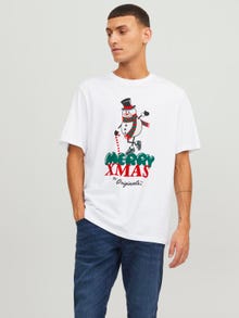 Jack & Jones T-shirt X-mas Decote Redondo -Bright White - 12246603