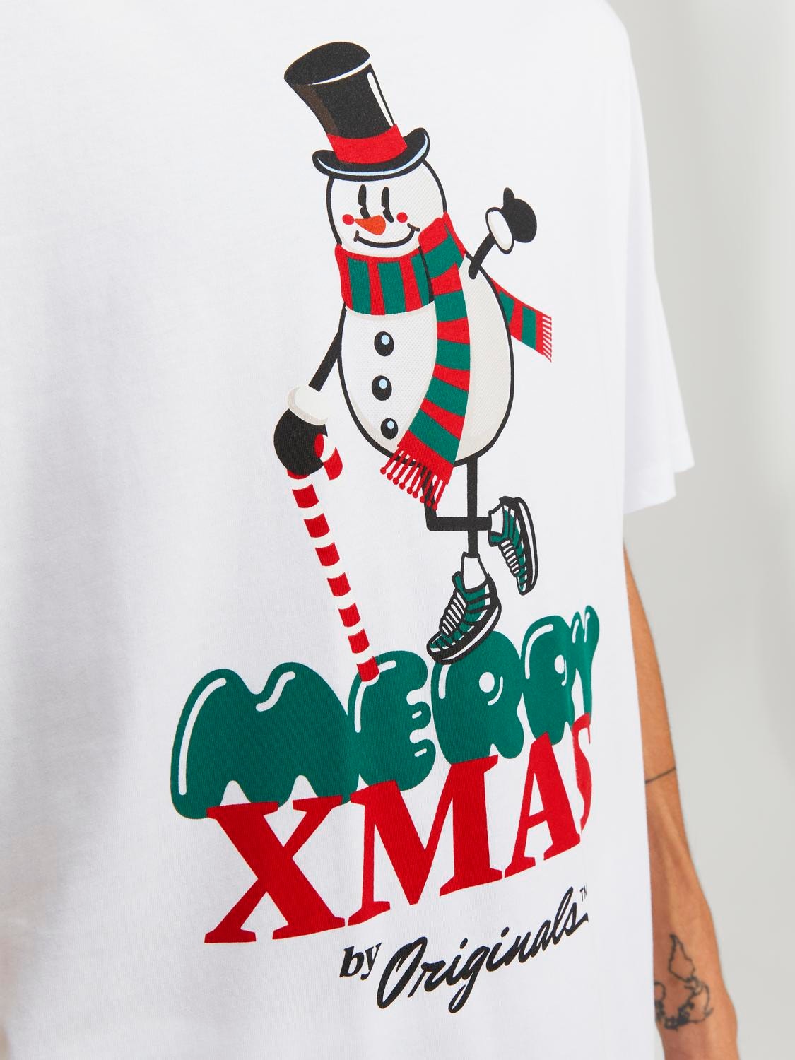 Jack & Jones X-mas Apskritas kaklas Marškinėliai -Bright White - 12246603