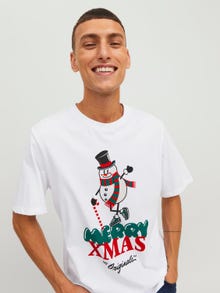 Jack & Jones X-mas Apskritas kaklas Marškinėliai -Bright White - 12246603