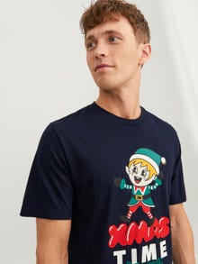 Jack & Jones X-mas Kruhový výstřih Tričko -Sky Captain - 12246603