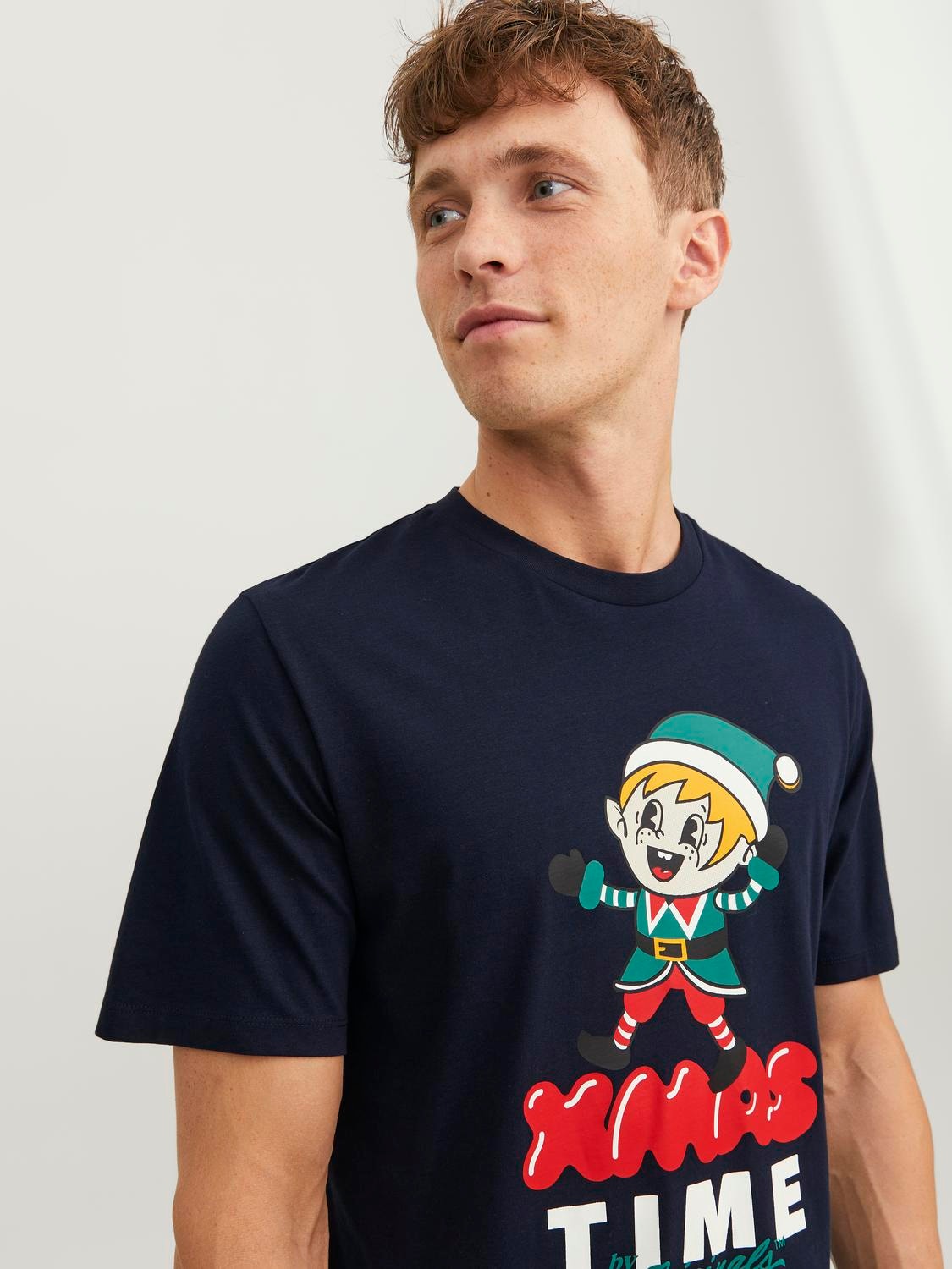 Jack & Jones X-mas Rundhals T-shirt -Sky Captain - 12246603