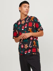 Jack & Jones T-shirt X-mas Decote Redondo -Black - 12246604