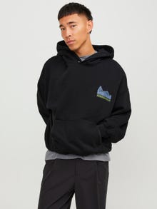 Jack & Jones Printed Hoodie -Black - 12246622