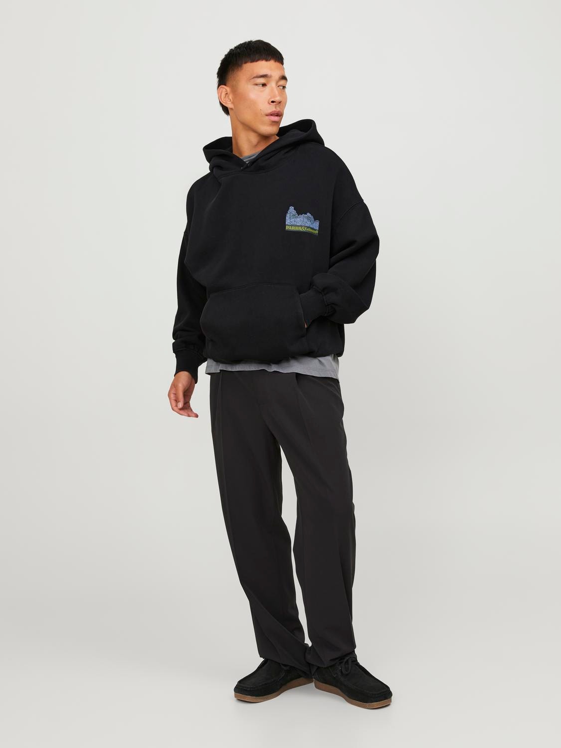 Jack & Jones Printed Hoodie -Black - 12246622