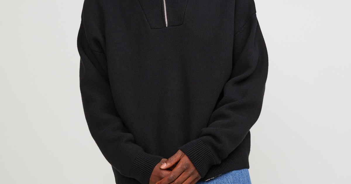 40% Rabatt auf Einfarbig Strickpullover mit Halber Reißverschluss  