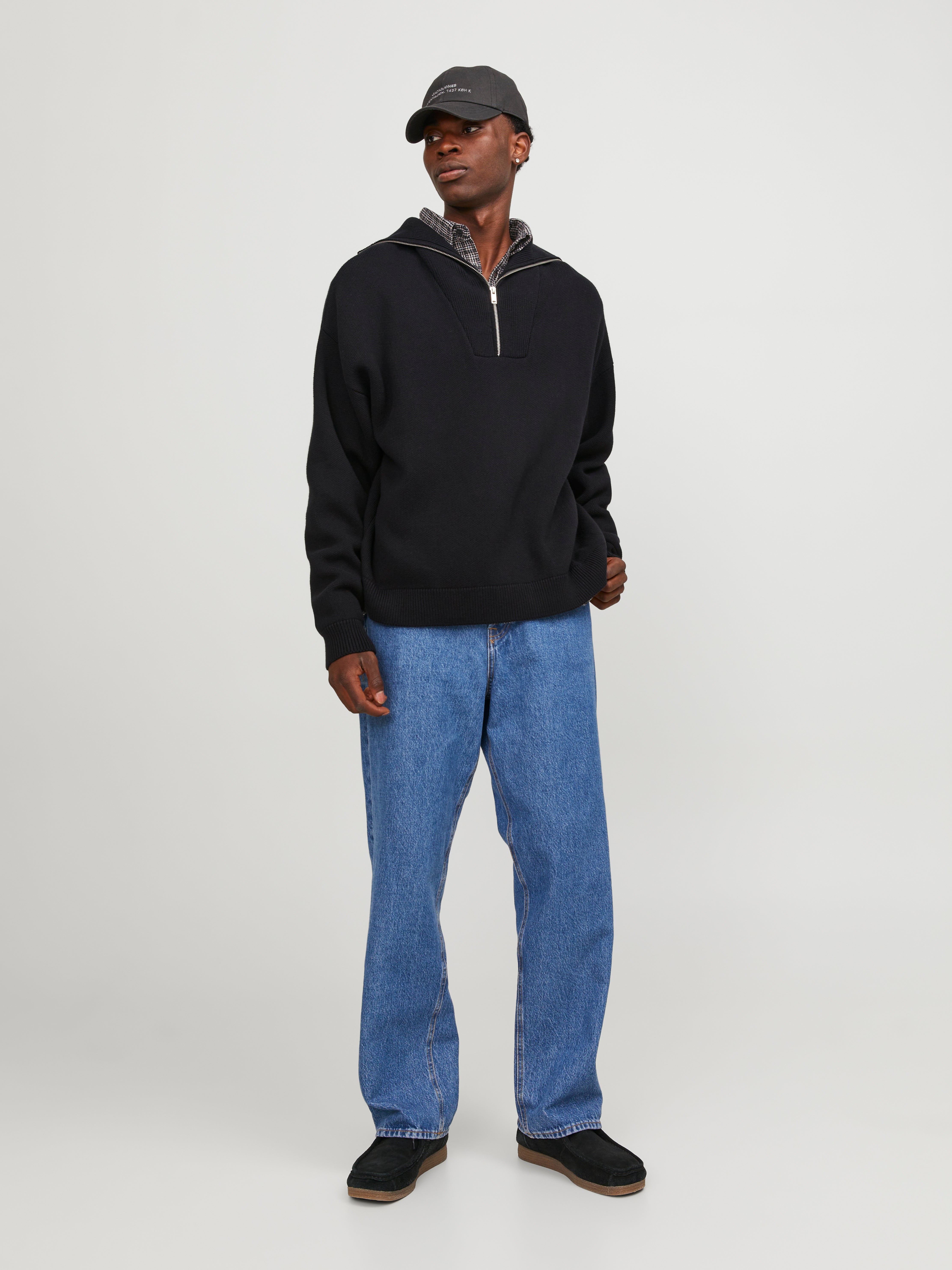 Plain Quarter zip Knit | Black | Jack & Jones®