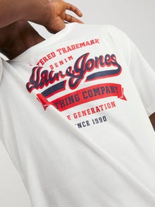 Jack & Jones Logo Ümmargune kaelus T-särk -Cloud Dancer - 12246690