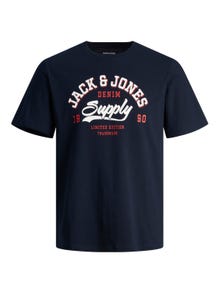 Jack & Jones Logotipas Apskritas kaklas Marškinėliai -Navy Blazer - 12246690