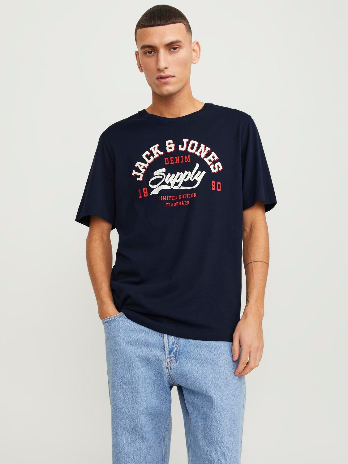 Jack & Jones Logo Ronde hals T-shirt -Navy Blazer - 12246690