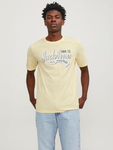 Jack & Jones Logo Crew neck T-shirt -French Vanilla - 12246690
