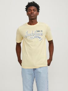 Jack & Jones Logo O-hals T-skjorte -French Vanilla - 12246690