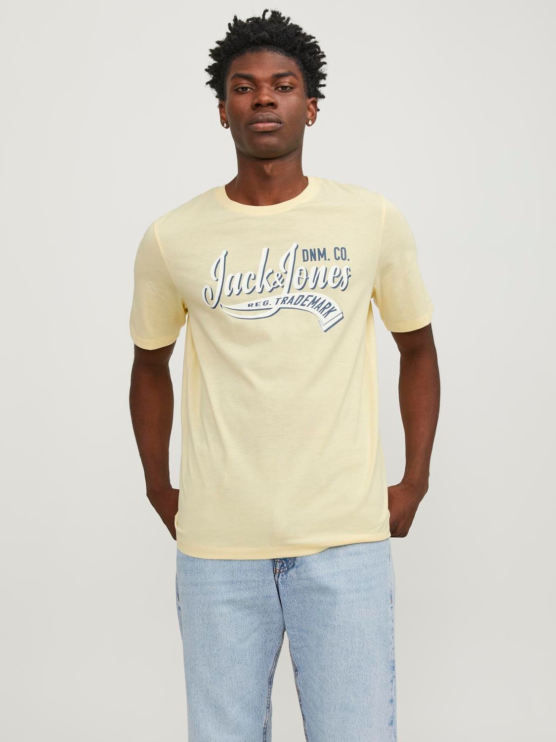 Jack & Jones Logo Pyöreä pääntie T-paita -French Vanilla - 12246690