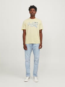 Jack & Jones Logo Pyöreä pääntie T-paita -French Vanilla - 12246690