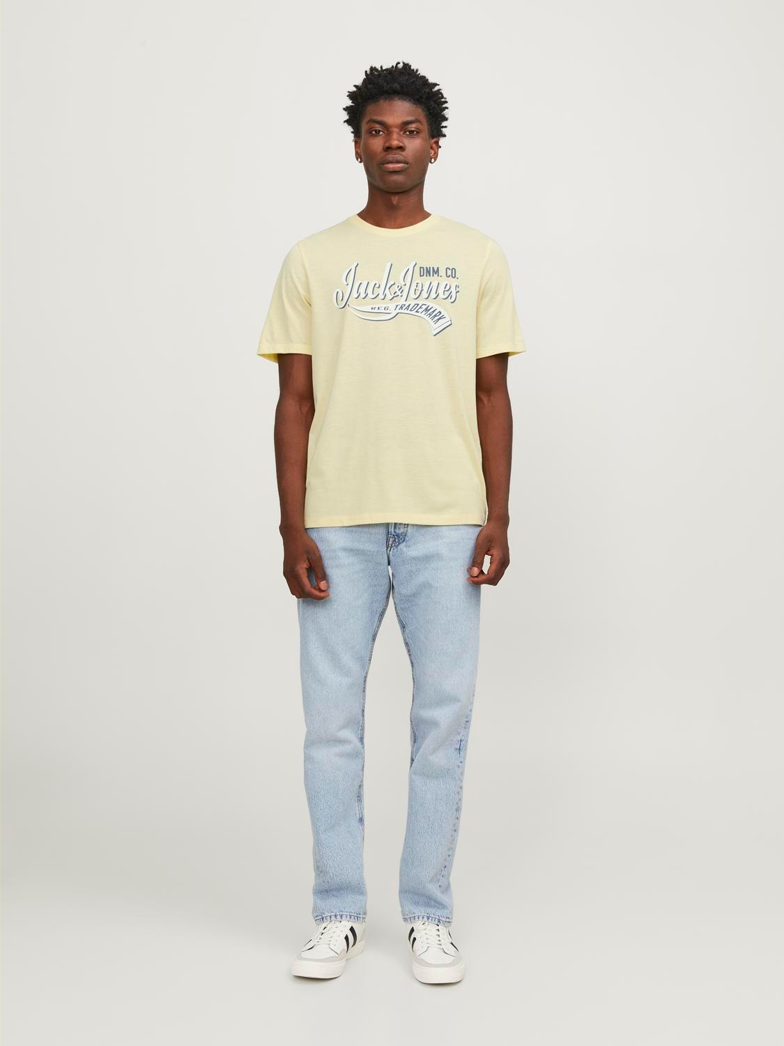 Jack & Jones Logo Pyöreä pääntie T-paita -French Vanilla - 12246690