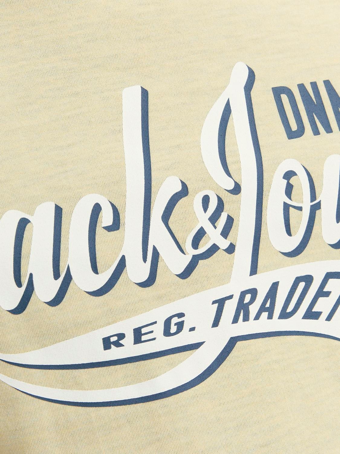 Jack & Jones Logo Crew neck T-shirt -French Vanilla - 12246690