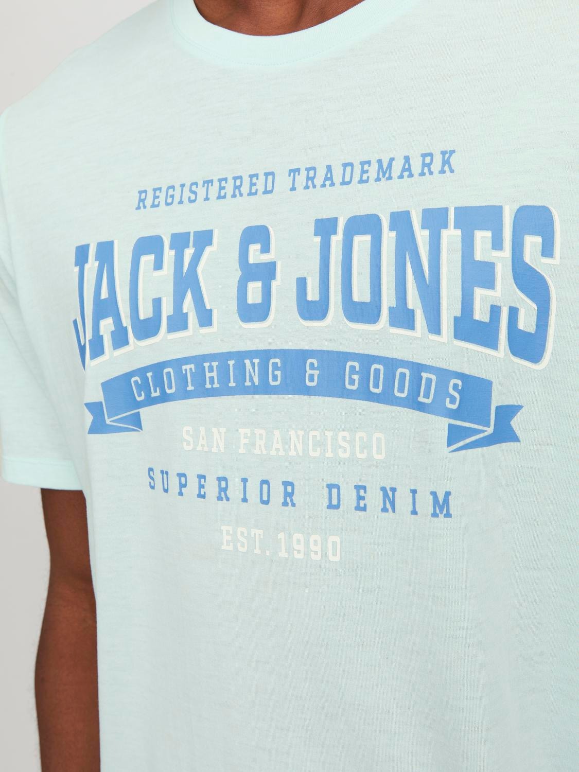 Jack & Jones Logo Crew neck T-shirt -Soothing Sea - 12246690