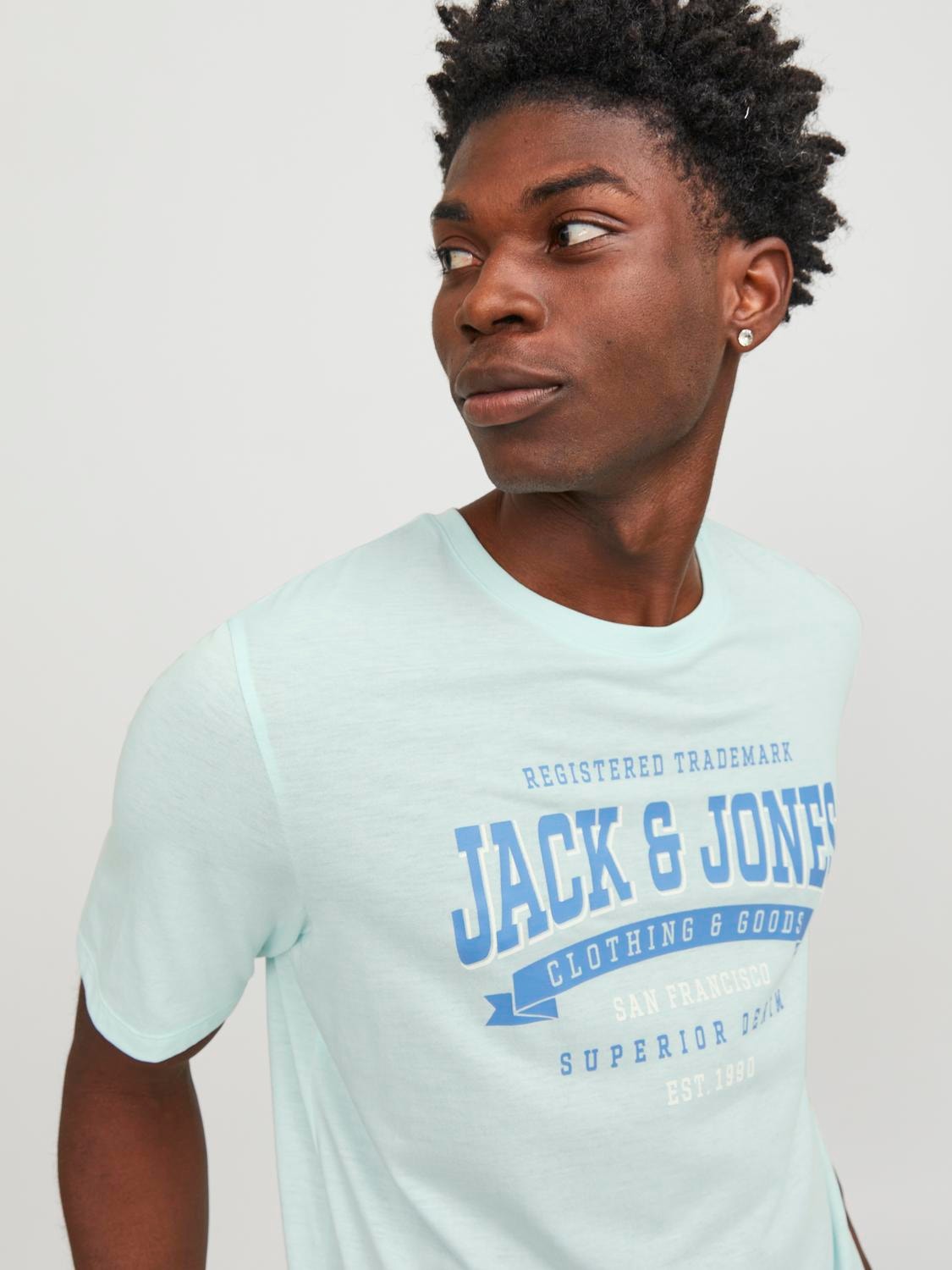 Jack & Jones Logo Pyöreä pääntie T-paita -Soothing Sea - 12246690