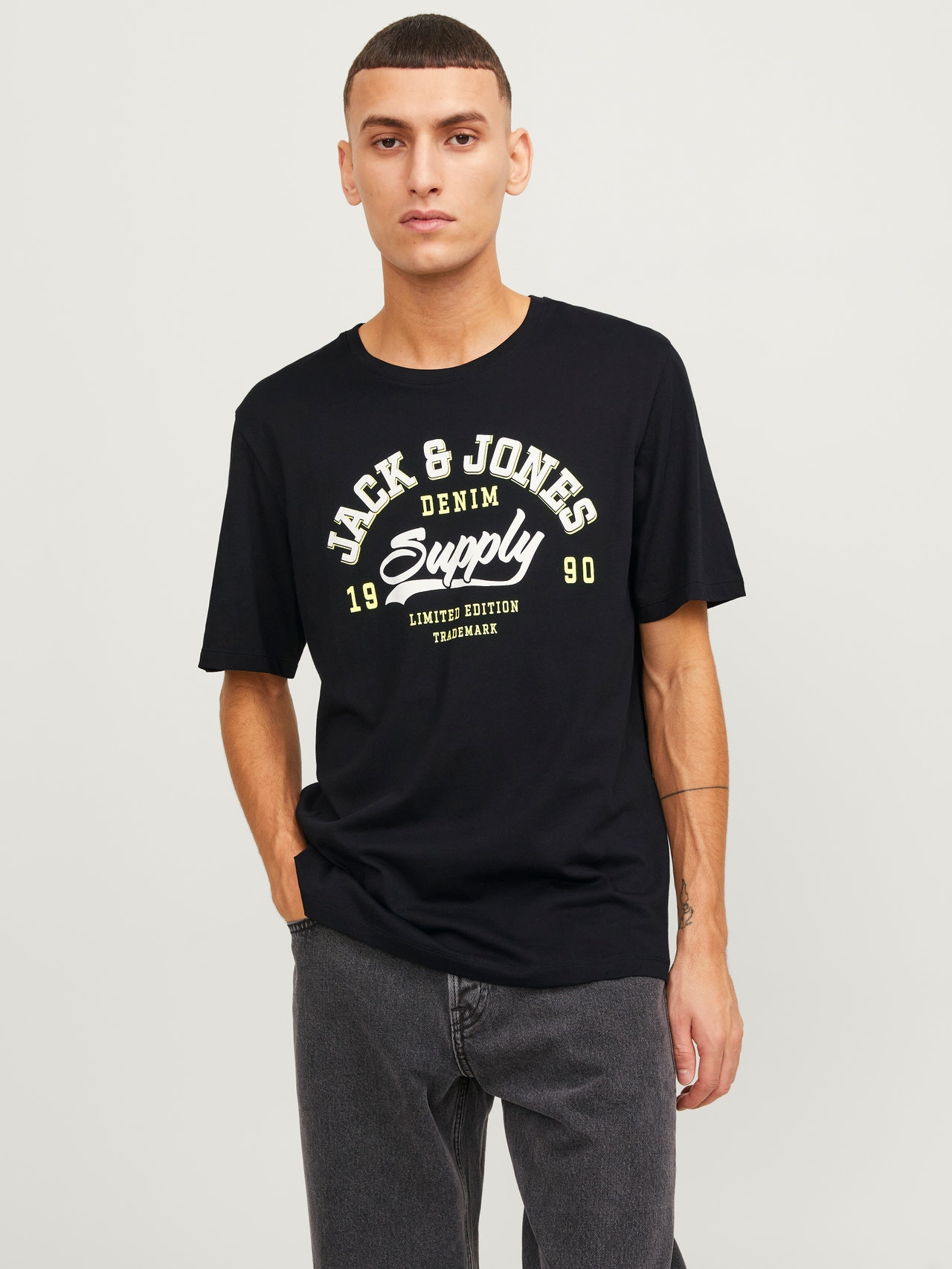 Jack & Jones Z logo Okrągły dekolt T-shirt -Black - 12246690