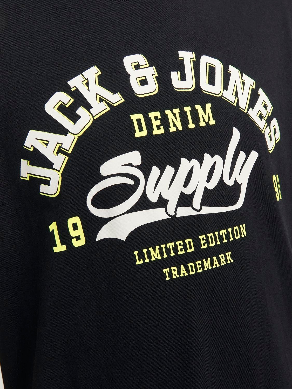 Jack & Jones Logo Kruhový výstřih Tričko -Black - 12246690