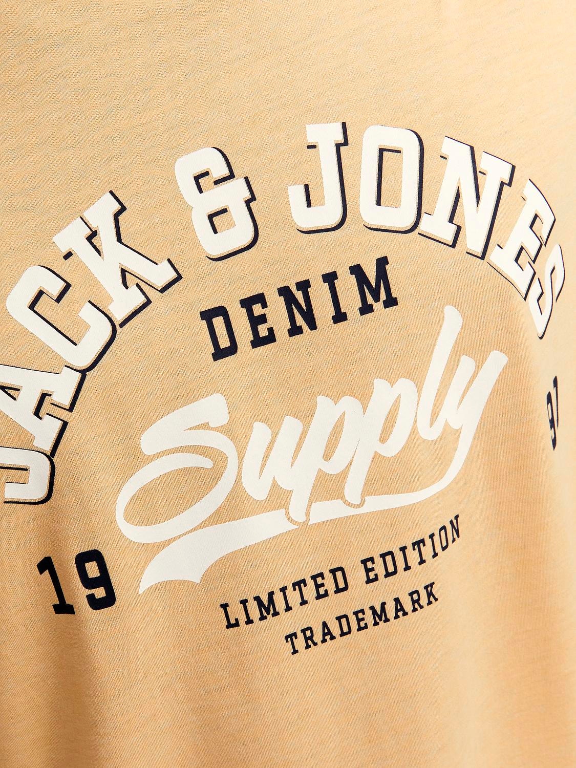 Jack & Jones Logo Ümmargune kaelus T-särk -Apricot Ice  - 12246690