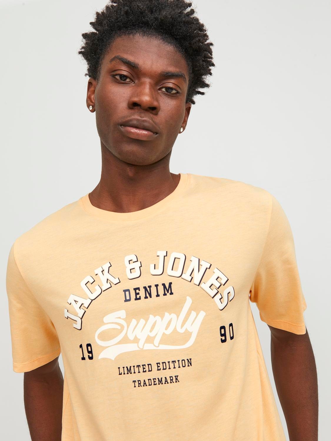 Jack & Jones Logo Ronde hals T-shirt -Apricot Ice  - 12246690