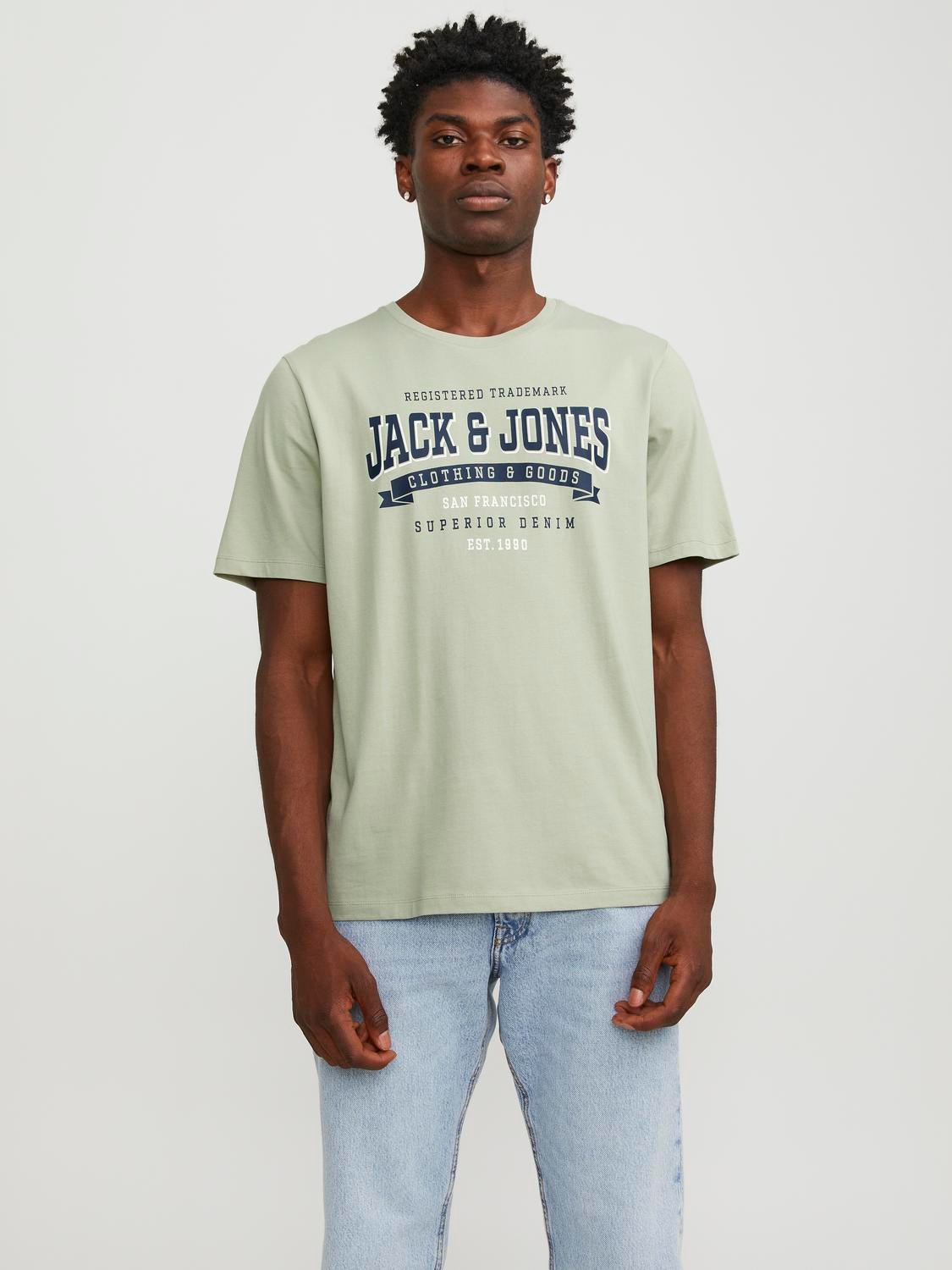 Jack & Jones Logo Pyöreä pääntie T-paita -Desert Sage - 12246690