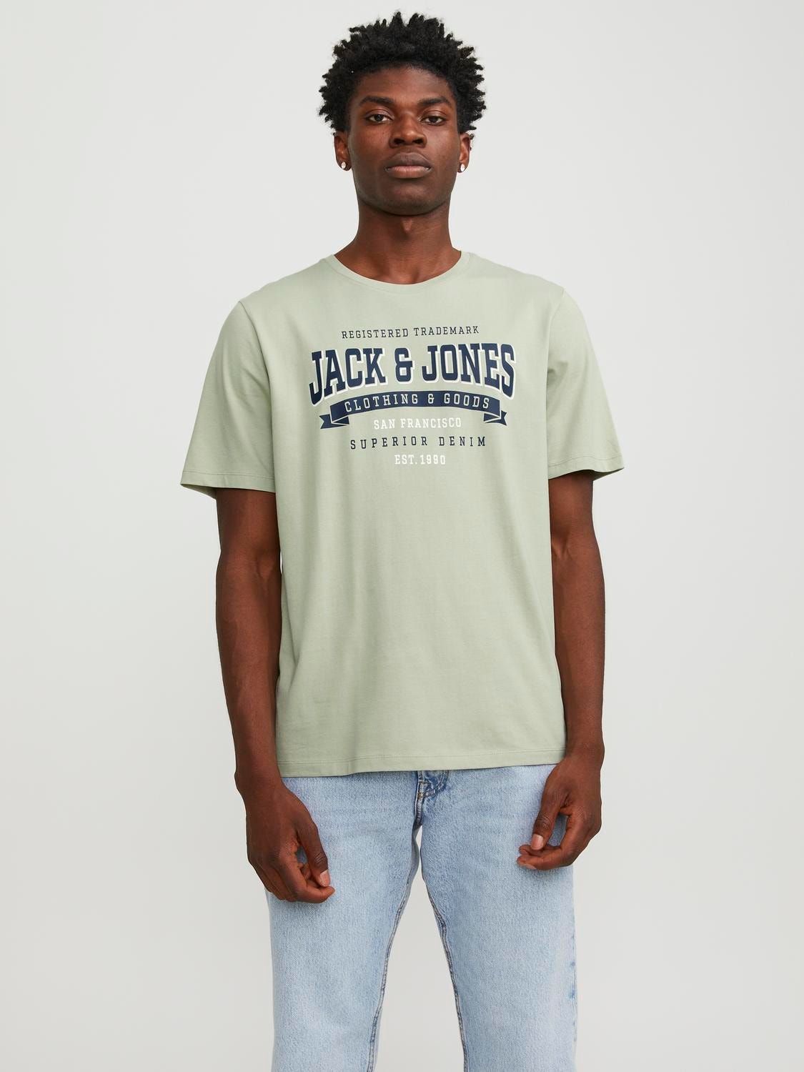 Jack & Jones T-shirt Logo Decote Redondo -Desert Sage - 12246690