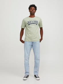 Jack & Jones Logotyp Rundringning T-shirt -Desert Sage - 12246690