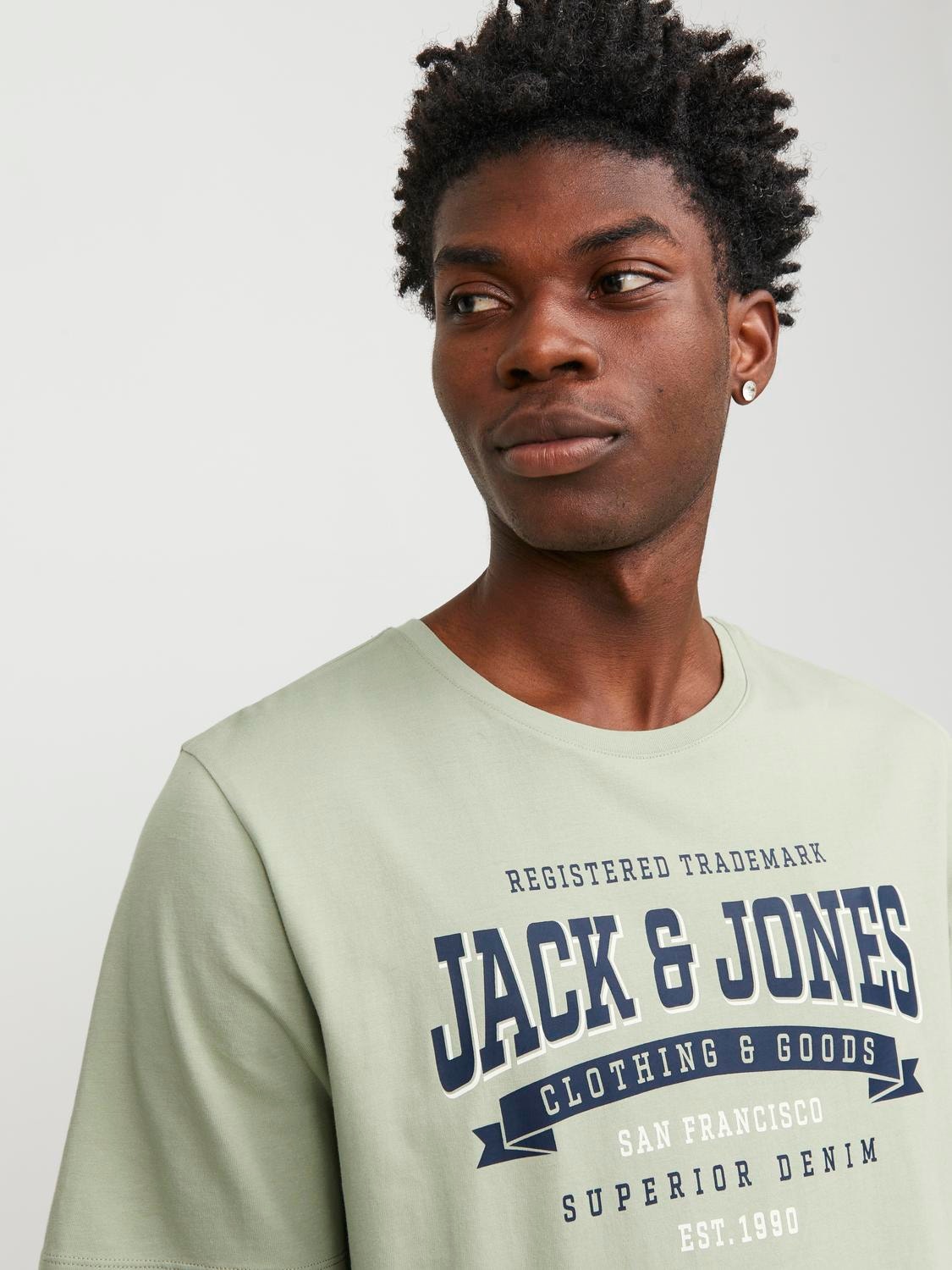 Jack & Jones Logo Kruhový výstřih Tričko -Desert Sage - 12246690