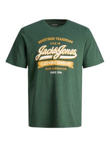 Jack & Jones Logo Kruhový výstřih Tričko -Dark Green - 12246690