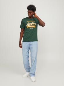 Jack & Jones Logo Kruhový výstřih Tričko -Dark Green - 12246690