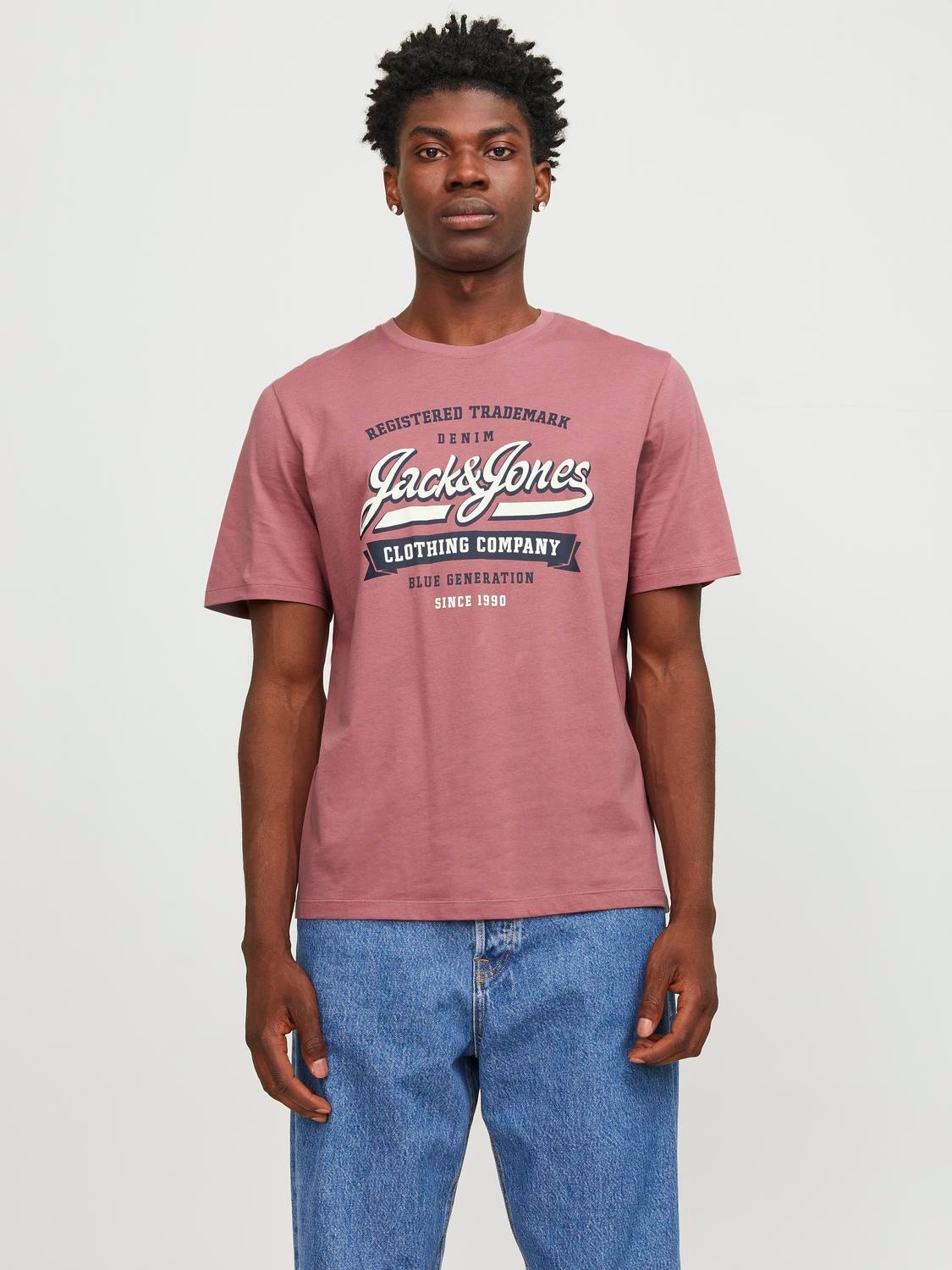 Jack & Jones Logo Crew neck T-shirt -Mesa Rose - 12246690