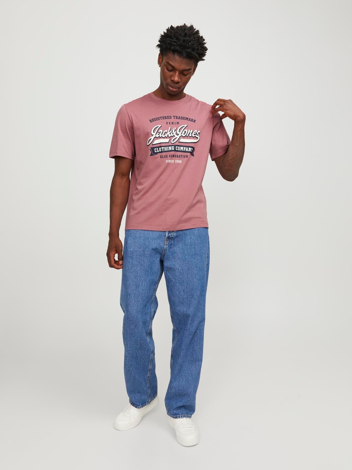 Jack & Jones Logo Kruhový výstřih Tričko -Mesa Rose - 12246690