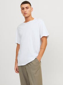 Jack & Jones Enfärgat Rundringning T-shirt -White - 12246718