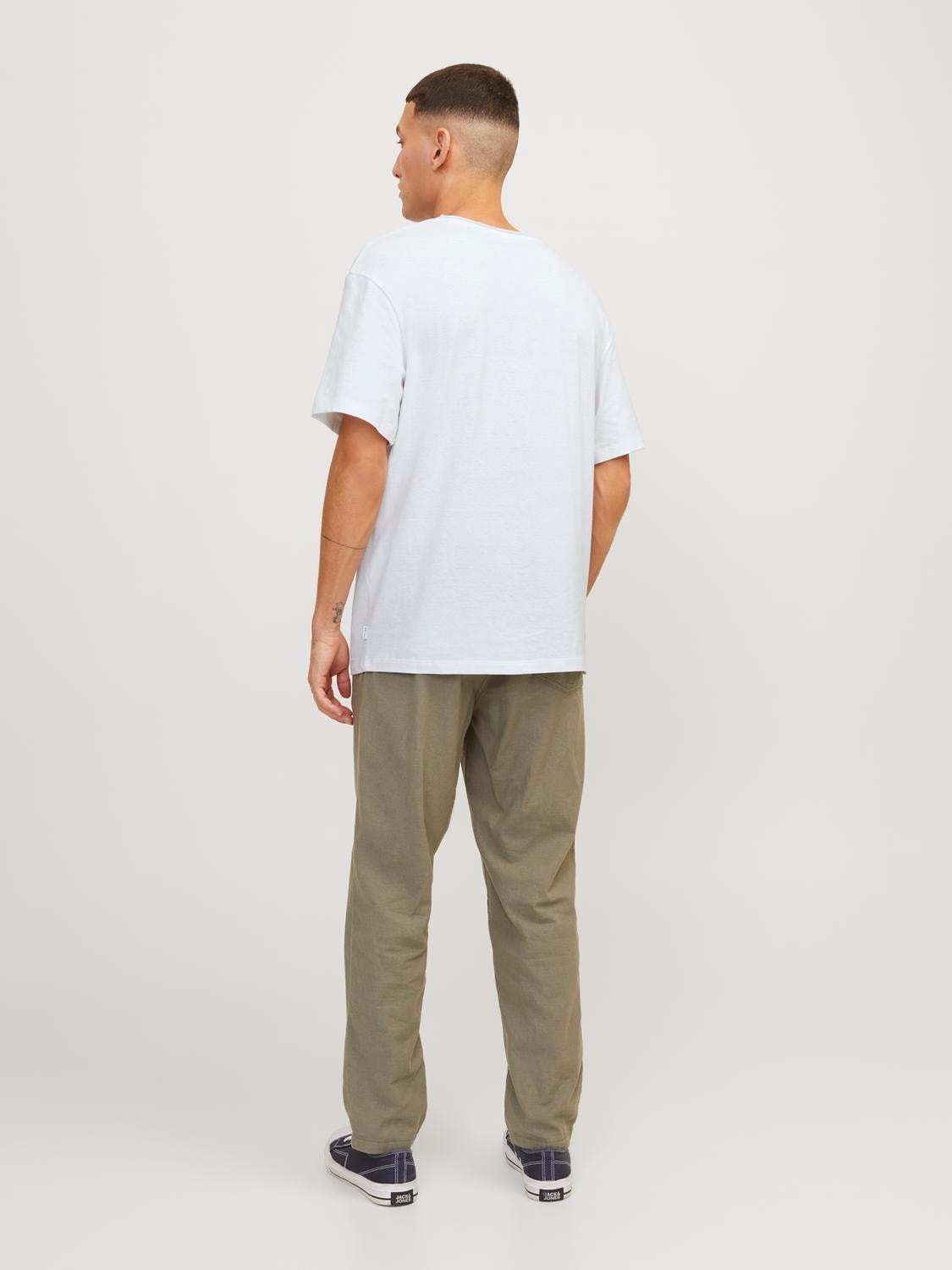 Jack & Jones Einfarbig Rundhals T-shirt -White - 12246718