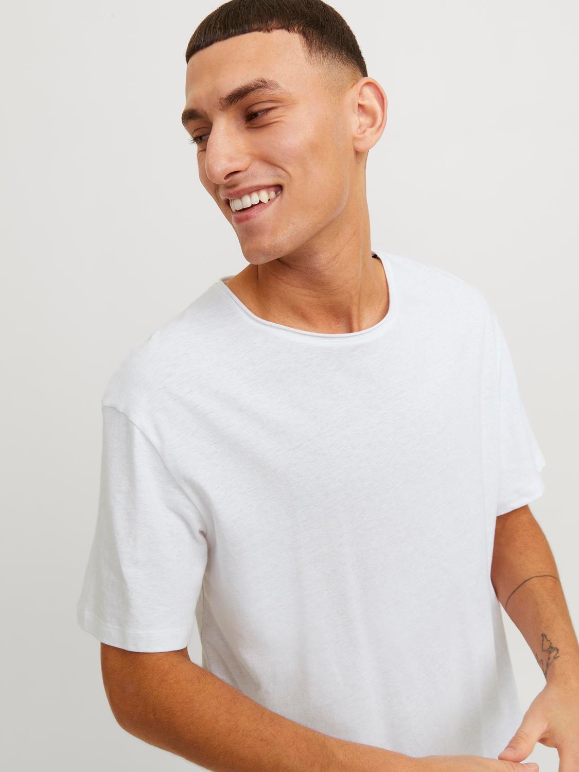 Jack & Jones Einfarbig Rundhals T-shirt -White - 12246718