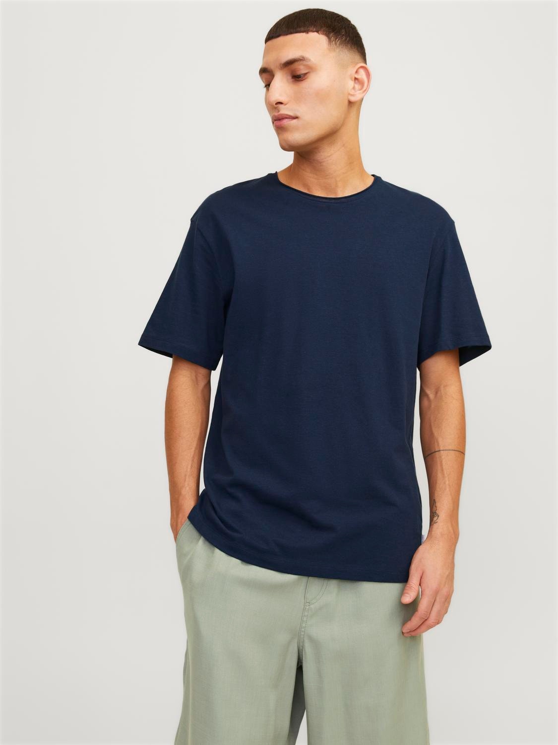 Jack & Jones Plain Crew neck T-shirt -Navy Blazer - 12246718