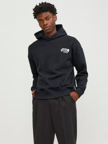 Jack & Jones Potištěný Mikina s kapucí -Black - 12246799