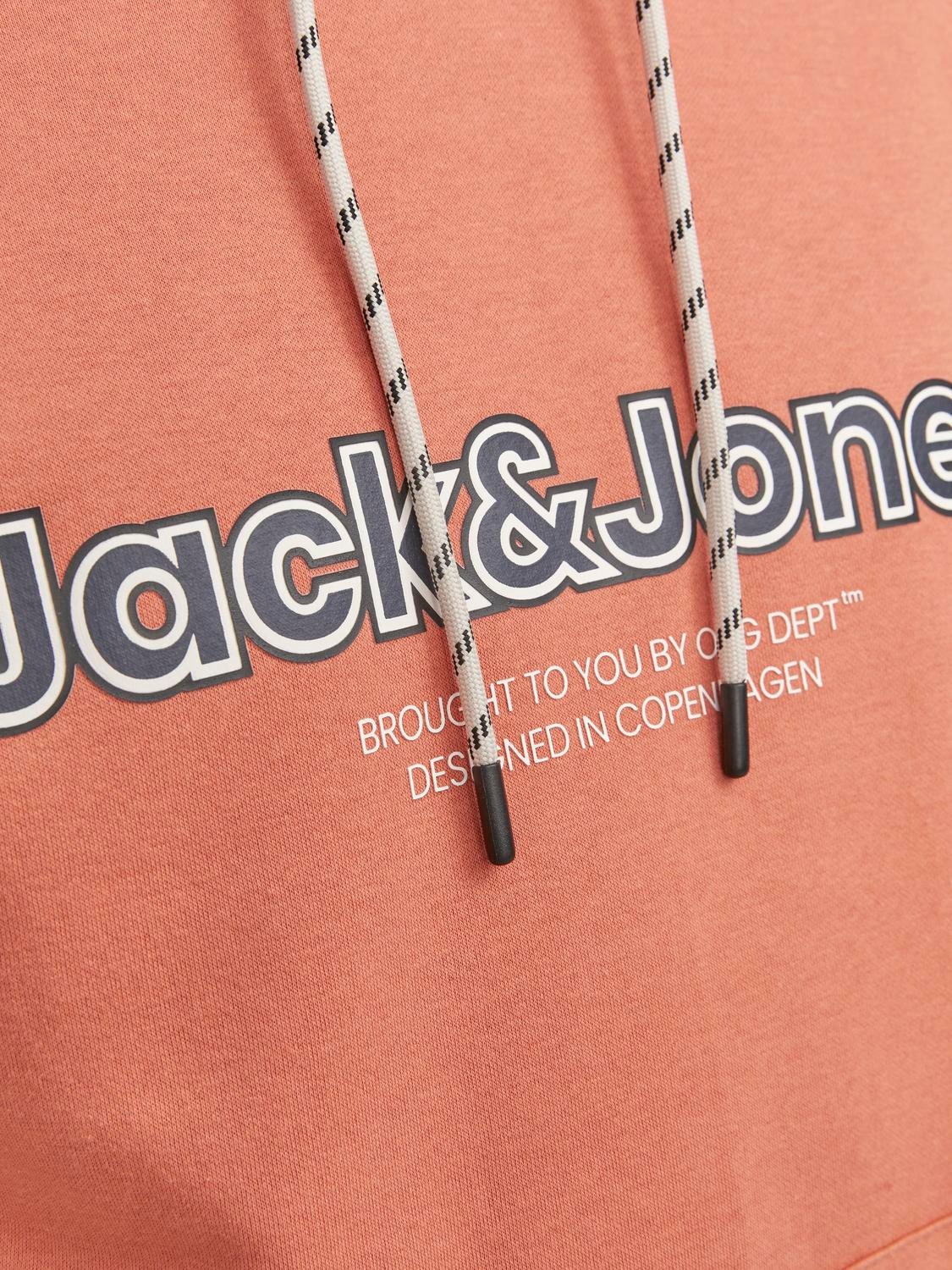 Jack & Jones Nadruk Bluza z kapturem -Ginger - 12246802