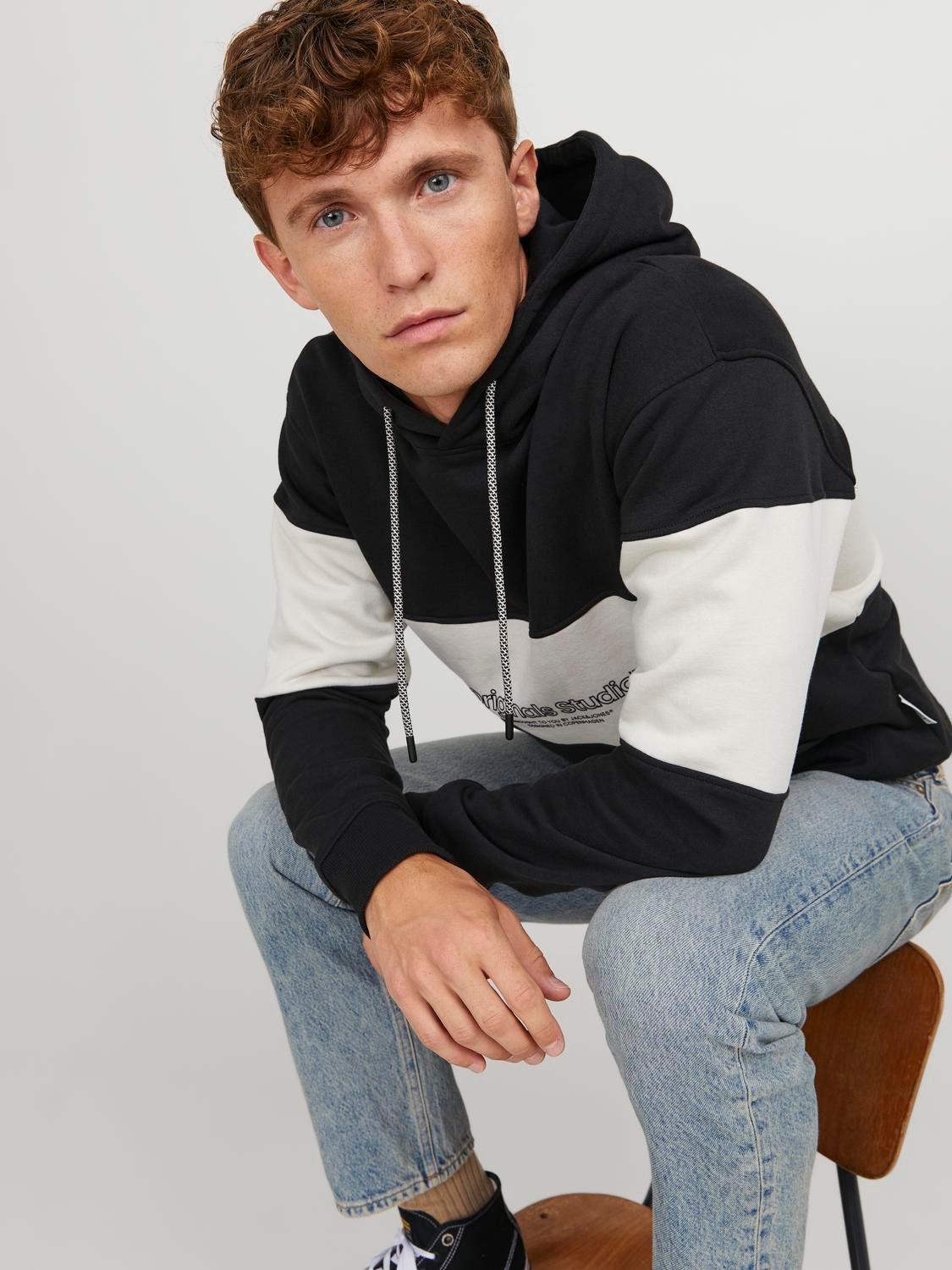 Jack & Jones Potištěný Mikina s kapucí -Black - 12246802