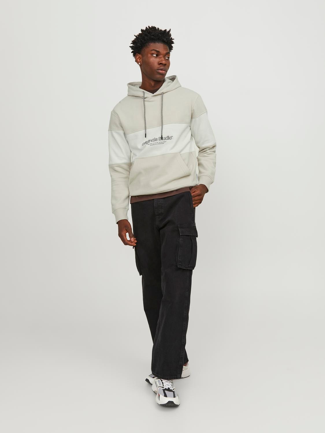 Jack & Jones Trykk Hettegenser -Moonbeam - 12246802