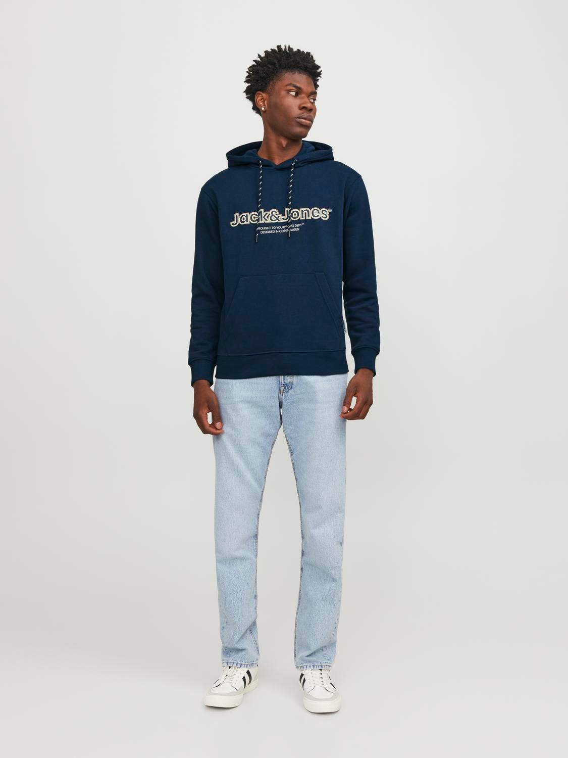 Jack & Jones Gedrukt Hoodie -Sky Captain - 12246802