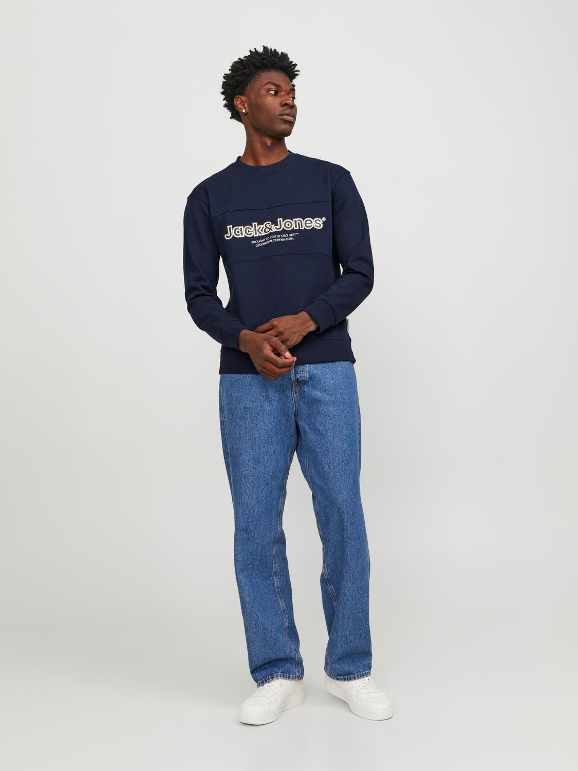 Jack & Jones Tryck Crewneck tröja -Sky Captain - 12246804