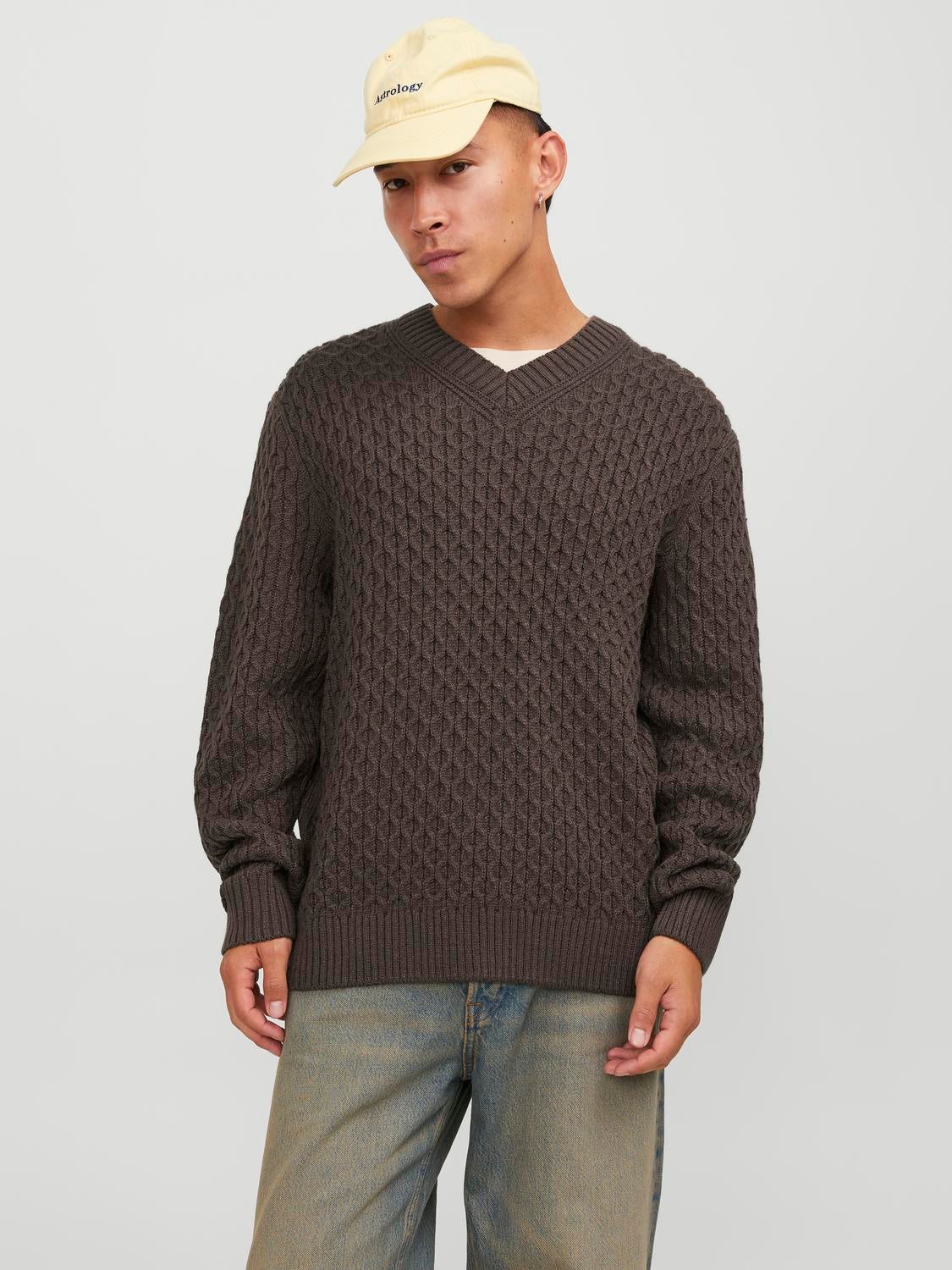 Einfarbig Strickpullover