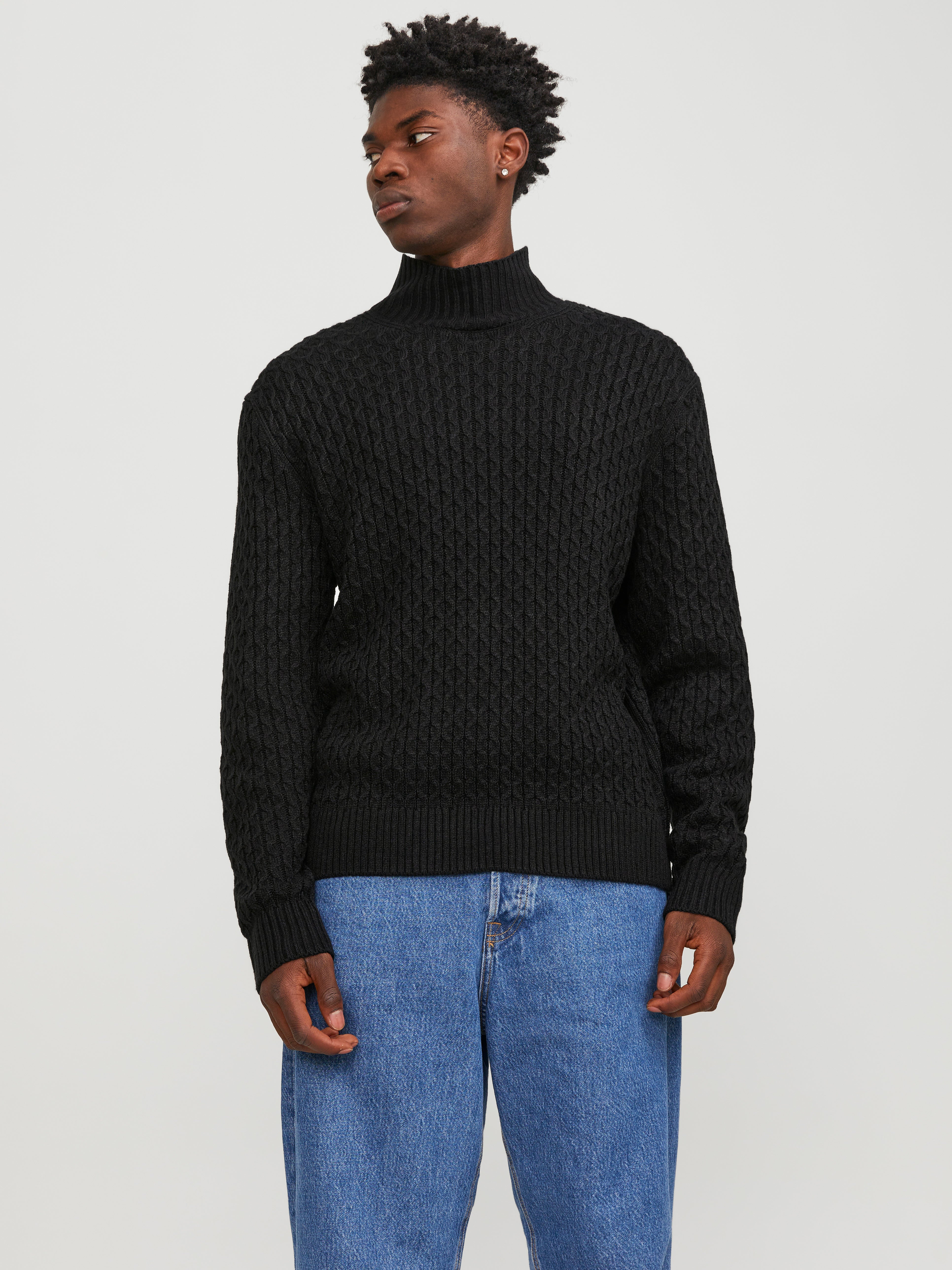 mens black high neck jumper